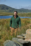 Aran Woollen Mills vest met fleece groen 100% wol