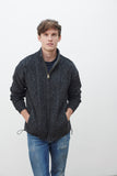 Aran Woollen Mills vest met fleece grijs 100% wol