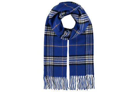 Fiebig sjaal met blok 180 X 30 CM blauw