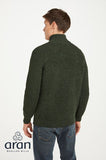 Fisherman pullover  met zipper 100 % wol groen
