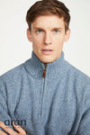 pullover zip Sweater Lambswool blend blauw