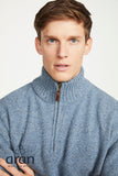 pullover zip Sweater Lambswool blend blauw