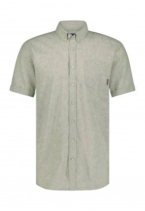 BlueFields Oxford shirt  korte mouw van een linnen-mix - wit/jade