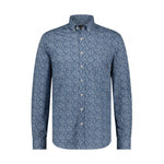 BlueFields Bedrukt poplin shirt lange mouw met borstzak -wit/donkerblauw
